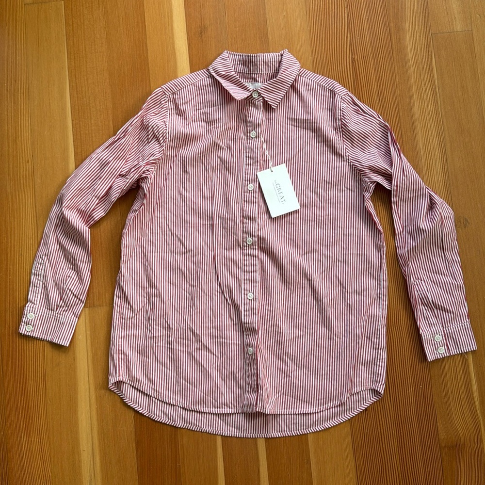 Brand new sold out The Great “Campus Shirt” red stripe poplin